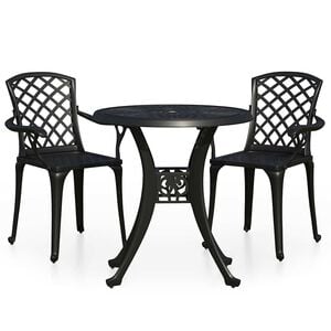 vidaXL 3-delige Bistroset gietaluminium zwart