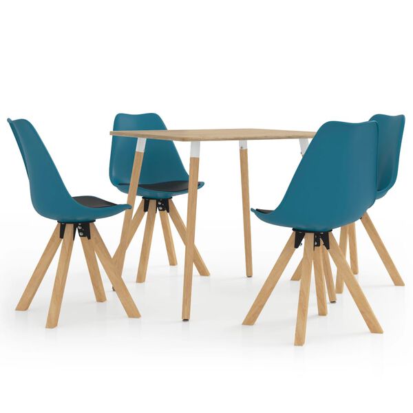 vidaXL 5-delige Eethoek zwart en turquoise