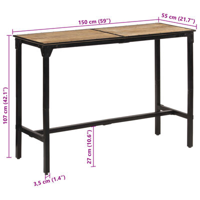 vidaXL Bartafel 150x55x107 cm massief ruw mangohout