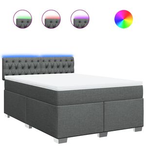 vidaXL Boxspring met matras stof donkergrijs 160x200 cm