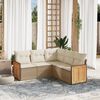 vidaXL 5-delige Loungeset met kussens poly rattan beige