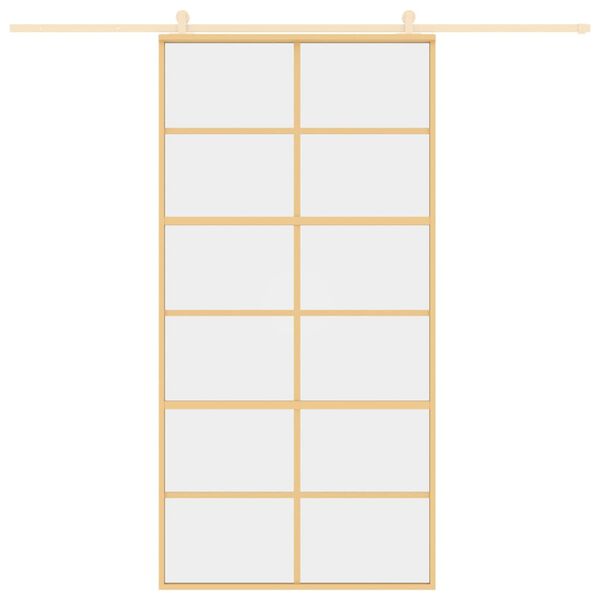vidaXL Schuifdeur 102,5x205 cm helder ESG-glas en aluminium goudkleur