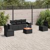 vidaXL 6-delige Loungeset met kussens poly rattan zwart