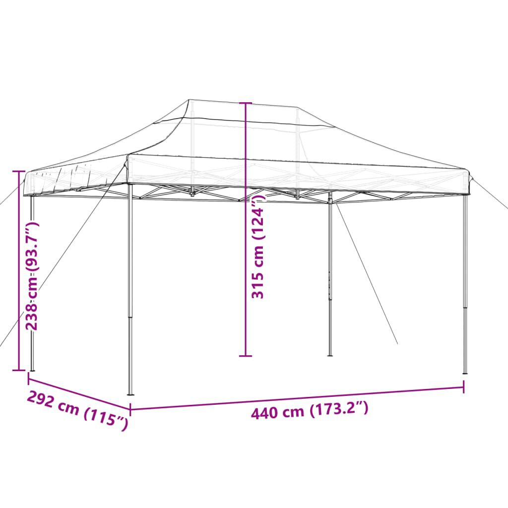 VidaXL Tenda Da Festa Pieghevole Pop-Up Marrone 440x292x315 Cm | Leroy Merlin - 7