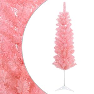 vidaXL Kunstmatige slanke kerstboom 120 cm PVC en staal Roze