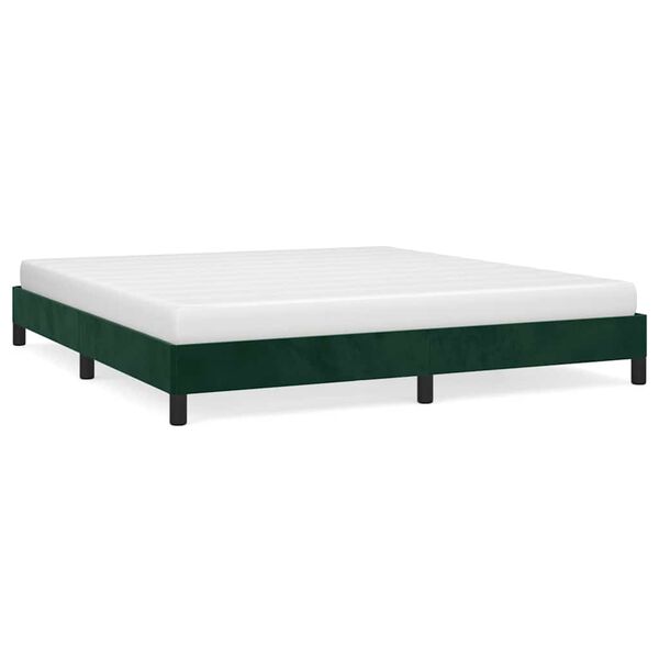 vidaXL Bedframe zonder matras 160x200 cm fluweel donkergroen