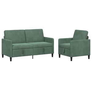 vidaXL Bankenset met opbergruimte 2 st Zeegroen Polyester