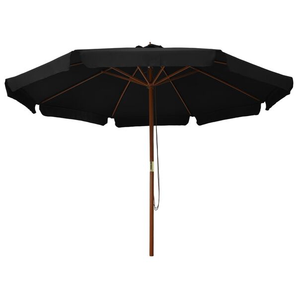 vidaXL Parasol met houten paal 330 cm zwart
