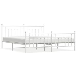 vidaXL Bedframe met hoofd- en voeteneinde metaal wit 193x203 cm