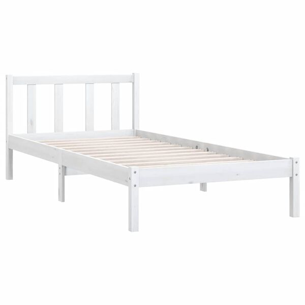 vidaXL Bedframe massief grenenhout wit 90x200 cm