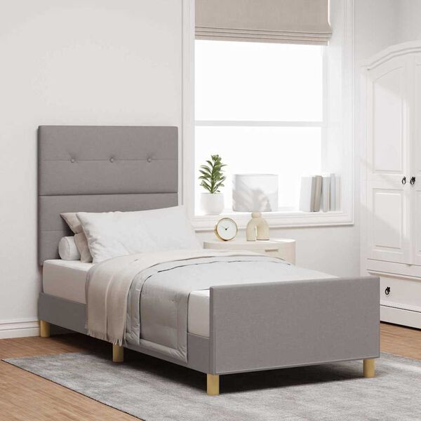 vidaXL Bedframe met hoofdeinde Taupe 100 x 200 cm Stof