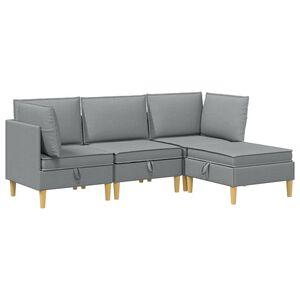vidaXL Modulaire Sofa Set met Opslag 4 st Lichtgrijs Stof