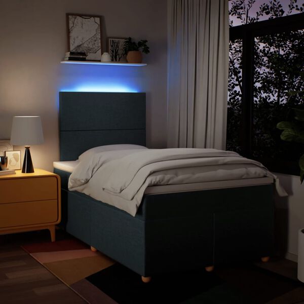 vidaXL Boxspring met matras stof blauw 120x190 cm