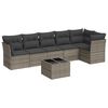 vidaXL 7-delige Loungeset met kussens poly rattan grijs