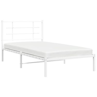 vidaXL Bedframe met hoofdbord metaal wit 100x190 cm