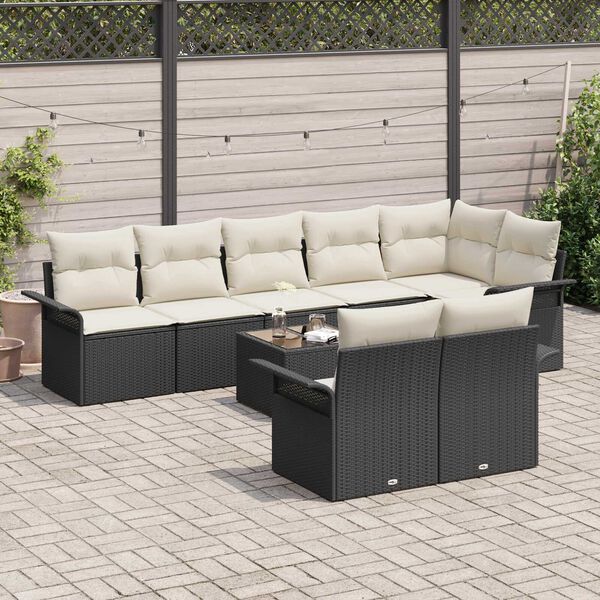 vidaXL Tuin Sofa Set met opslag 9 pcs Zwart poly rattan