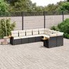 vidaXL 9-delige Loungeset met kussens poly rattan zwart