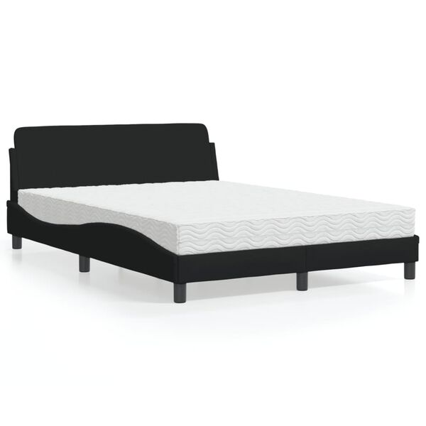 vidaXL Bed met matras "Dover" stof zwart 140x200 cm