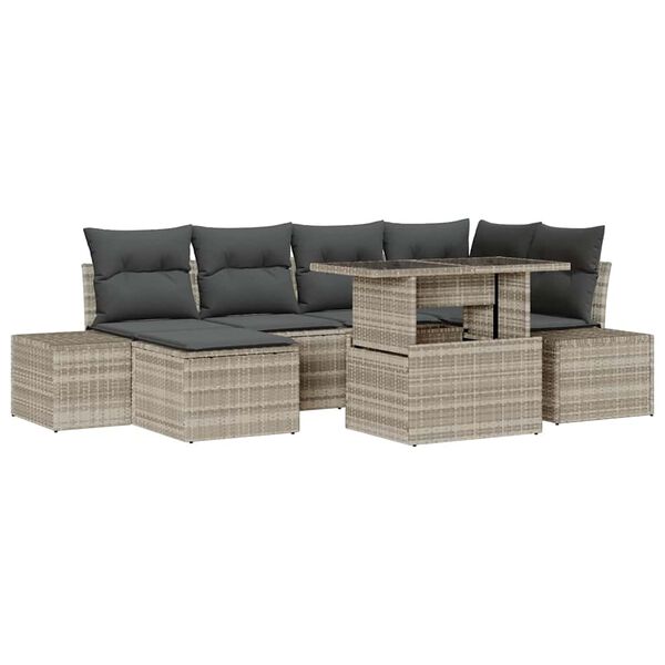 vidaXL Tuin Sofa Set met kussen 7 pcs Lichtgrijs