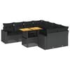 vidaXL 9-delige Loungeset met kussens poly rattan zwart