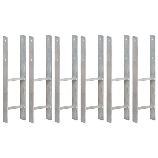 vidaXL Grondankers 6 st 14x6x60 cm gegalvaniseerd staal zilverkleurig