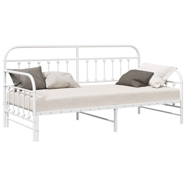 vidaXL Bedframe voor een daybed Wit 100 x 190 cm Gepoedercoat staal