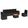 vidaXL 7-delige Loungeset met kussens poly rattan zwart