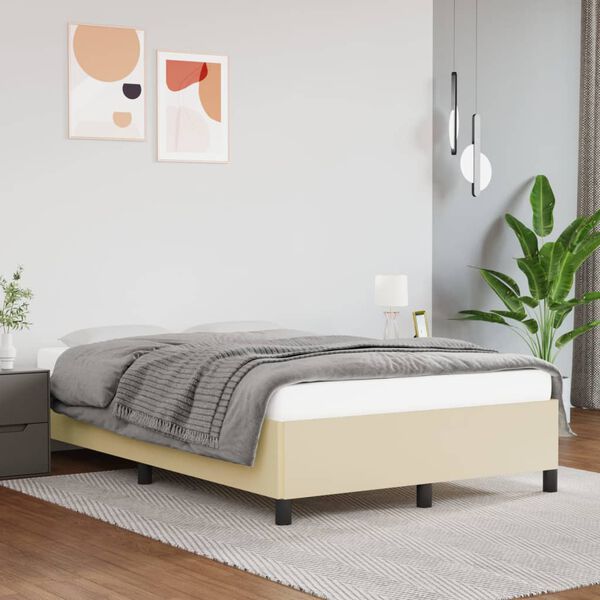 vidaXL Bedframe kunstleer crèmekleurig 120x200 cm