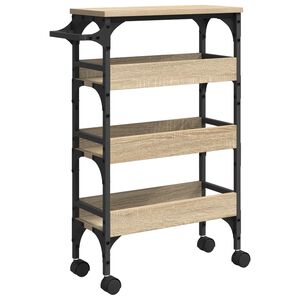 vidaXL Keuken Trolley Sonoma Eiken 53 x 20 x 76 cm Bewerkt hout