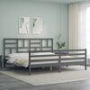 vidaXL Bedframe met hoofdbord massief hout grijs 200x200 cm