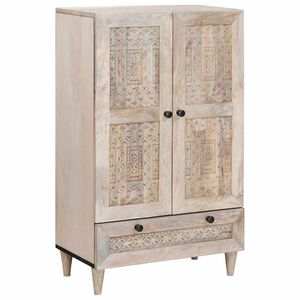 vidaXL Highboard Wit 60 x 33 x 100 cm massief mangohout