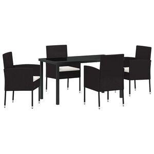 vidaXL Tuin eettafelset 5 st Zwart poly rattan