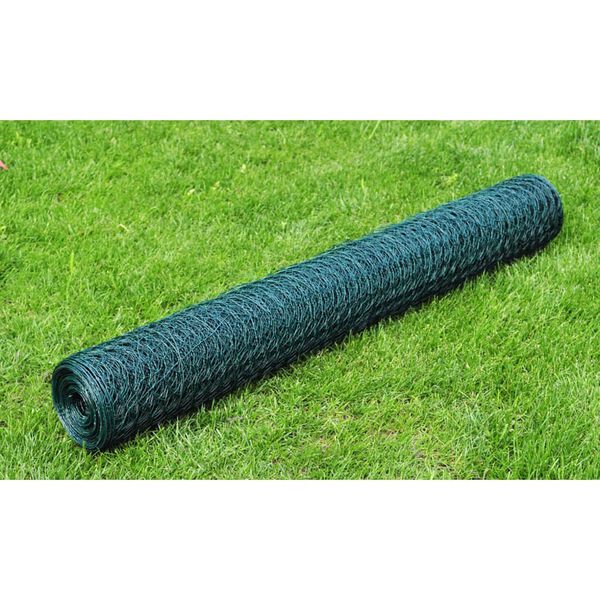 vidaXL Kippengaas 25x0,75 m staal met PVC-coating groen