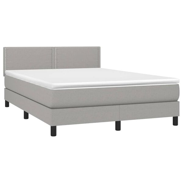 vidaXL Boxspring met matras en LED stof lichtgrijs 140x200 cm