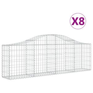 vidaXL Schanskorven 8 st gewelfd 200x30x60/80 cm gegalvaniseerd ijzer