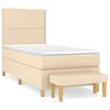 vidaXL Boxspring met matras stof cr&egrave;mekleurig 90x200 cm