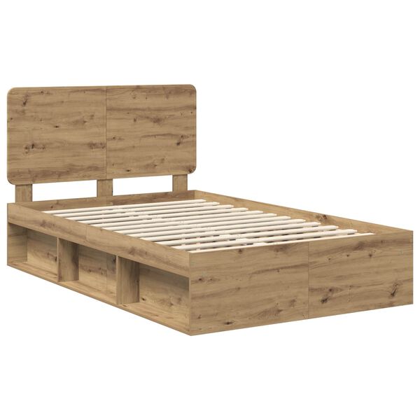 vidaXL Bedframe Ambachtelijk eiken 135 x 190 cm Massief grenenhout
