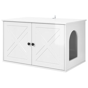 vidaXL Kattenhuis Glanzend Wit 85 x 55 x 50,5 cm Bewerkt hout