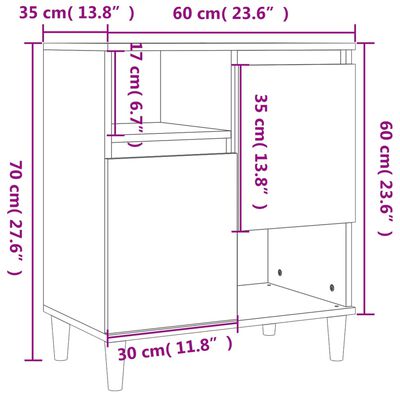 vidaXL Dressoir 60x35x70 cm bewerkt hout betongrijs