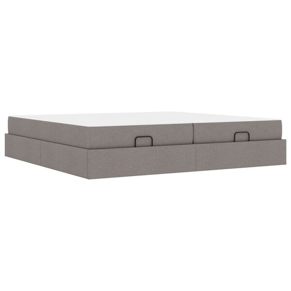 vidaXL Bedframe met matras met matras 2 pcs Taupe Stof