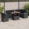 vidaXL 7-delige Loungeset met kussens poly rattan zwart