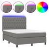 vidaXL Boxspring met matras en LED stof donkergrijs 140x190 cm