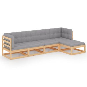 vidaXL 5-delige Loungeset met kussens massief grenenhout