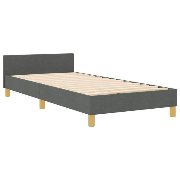 vidaXL Bedframe met hoofdeinde Donkergrijs 90 x 200 cm Stof