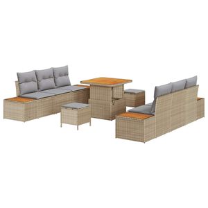 vidaXL Tuinbankenset met kussen 9 pcs Beige en Licht Grijs