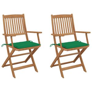 vidaXL Tuinstoelen 2 st inklapbaar met kussens massief acaciahout