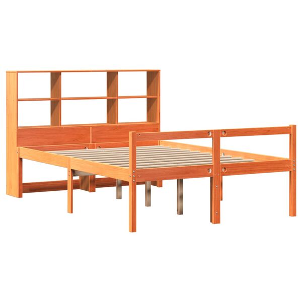 vidaXL Bed met boekenkast zonder matras hout wasbruin 140x200 cm