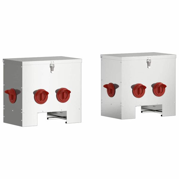 vidaXL Kip voerbak 2 pcs Zilver 40,5 x 25 x 38 cm Gegalvaniseerd staal