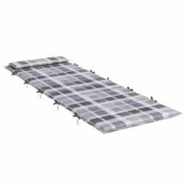 vidaXL Zon Loungerkussen Geruit Grijs 178 x 60 x 4 cm Oxford stof