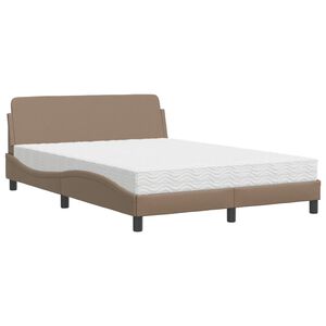 vidaXL Bed met matras "Dover" kunstleer cappuccinokleurig 140x190 cm